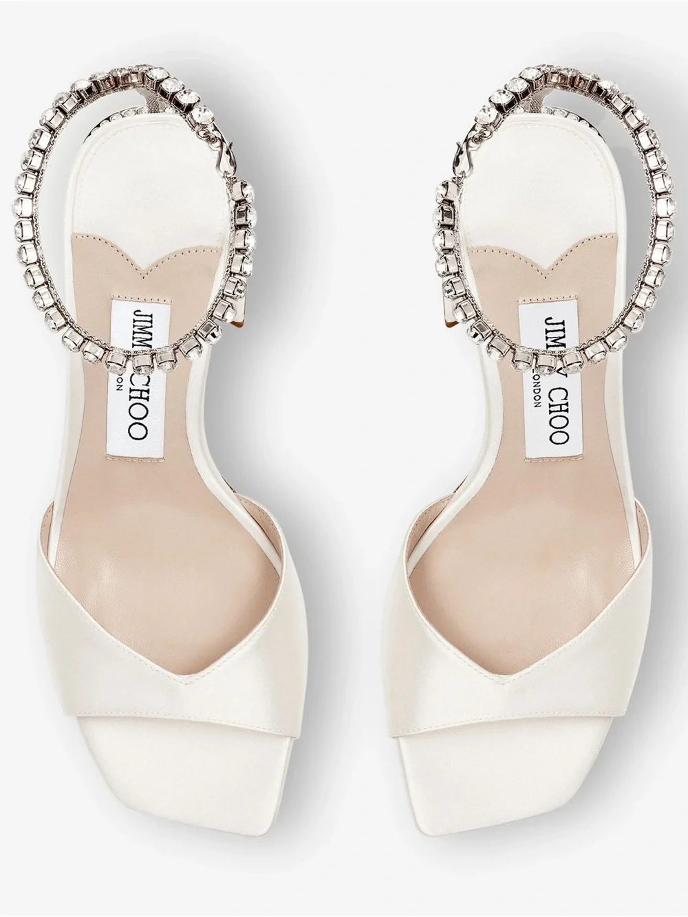 Jimmy Choo Saeda Sandal Block Heel with Crystal Chain NIB